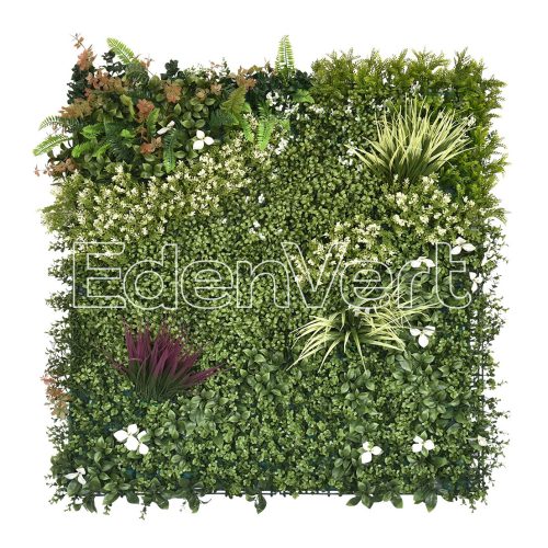 Artificial Vertical Garden White Blossom Plant Wall Screening Panel