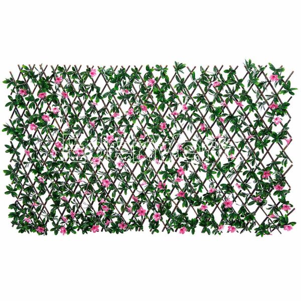 Azalea Leaf Willow Fence with Pink Flowers