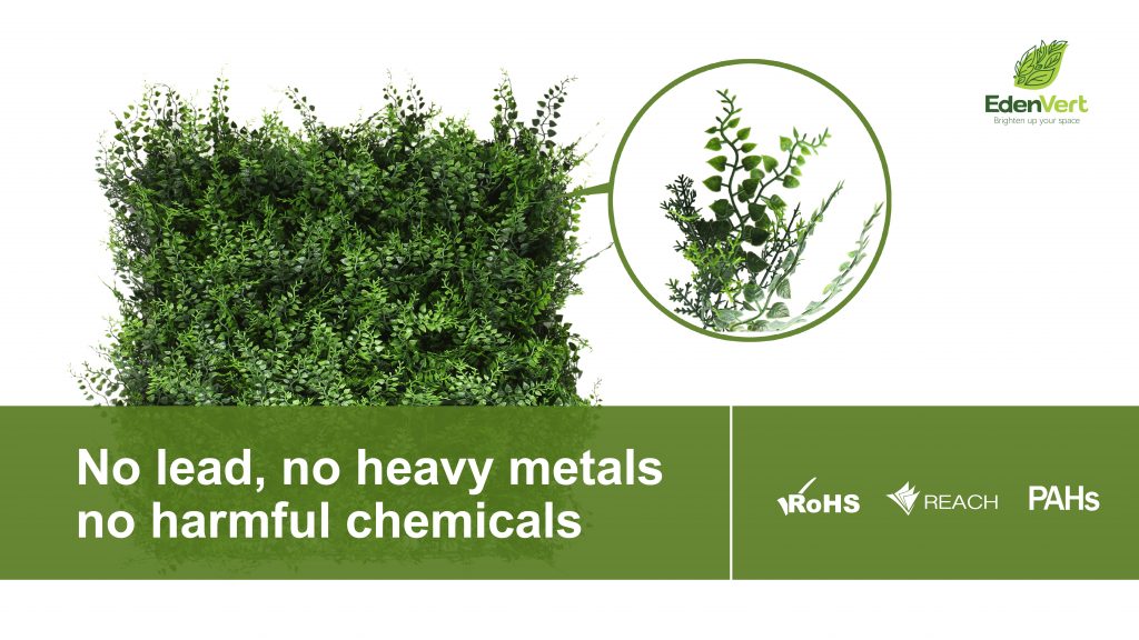 Edenvert artificial plant is no lead, no heavy metals, no harmful chemicals