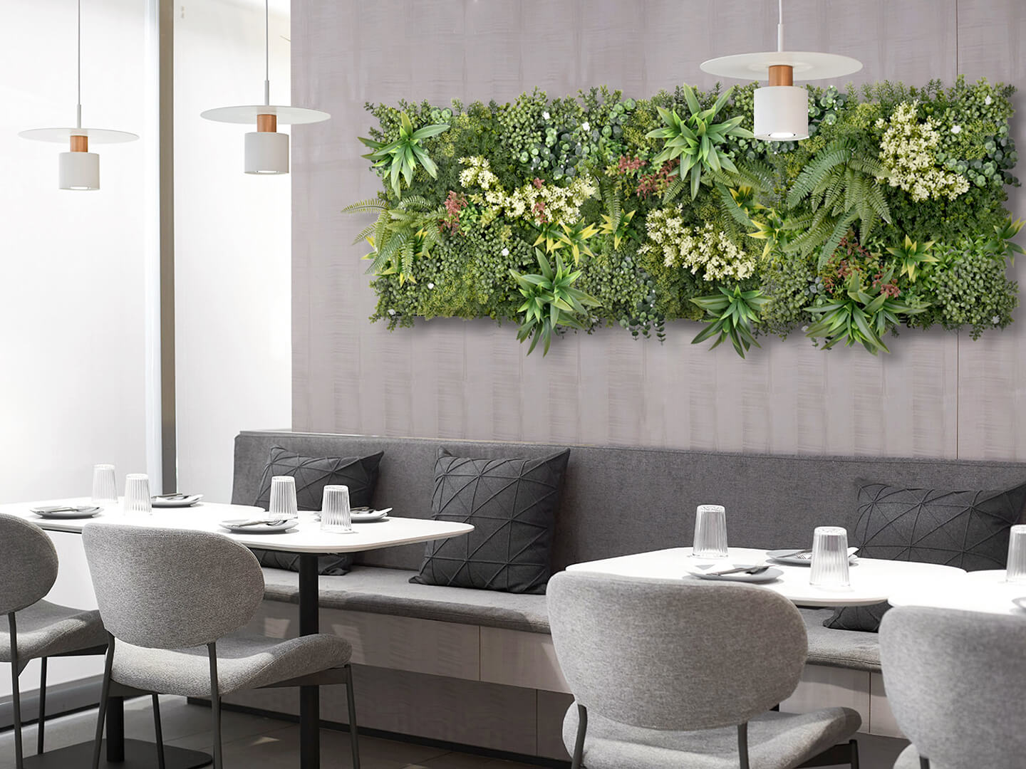 vertical garden wall in cafes