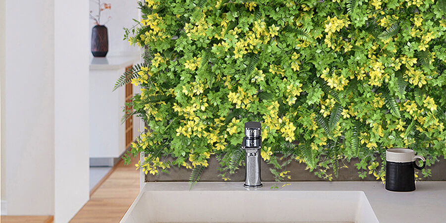 Greenery backdrop for kitchen