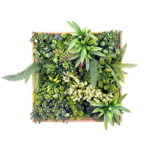 Vertical Garden Frame RheaB Hanging Artificial Plants with Wooden Frame