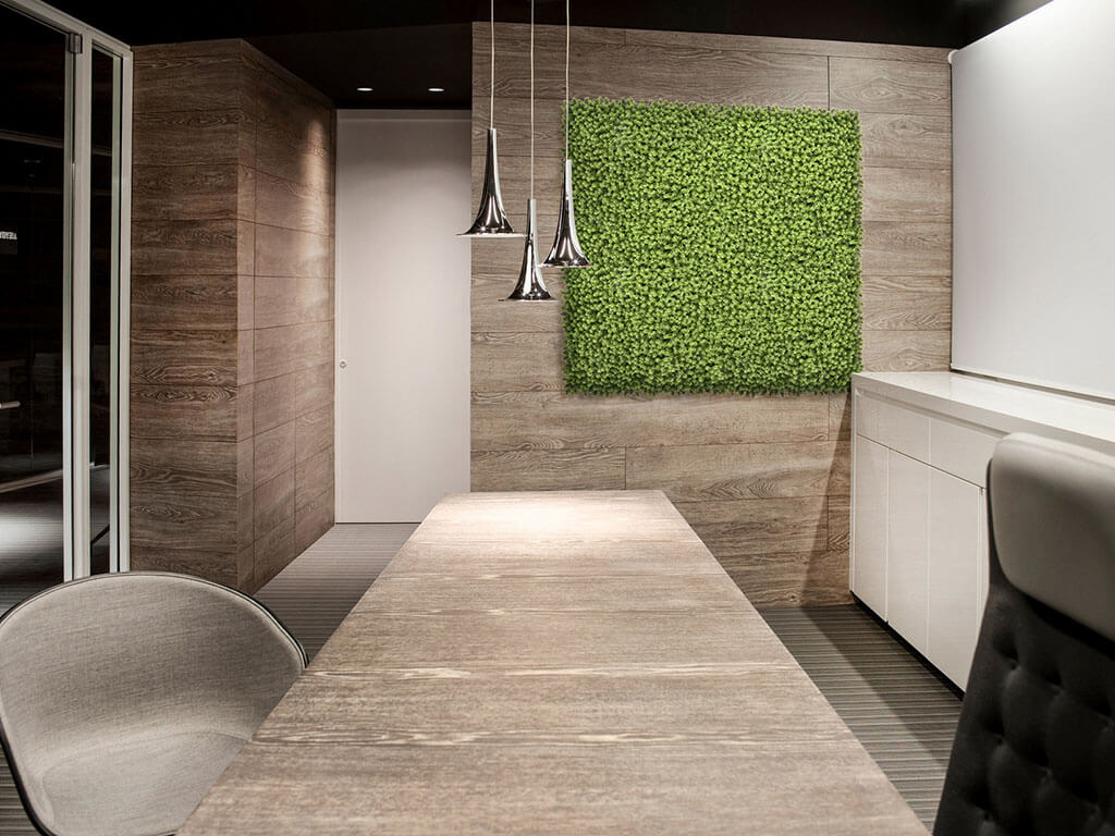 Artificial boxwood panels for interior design