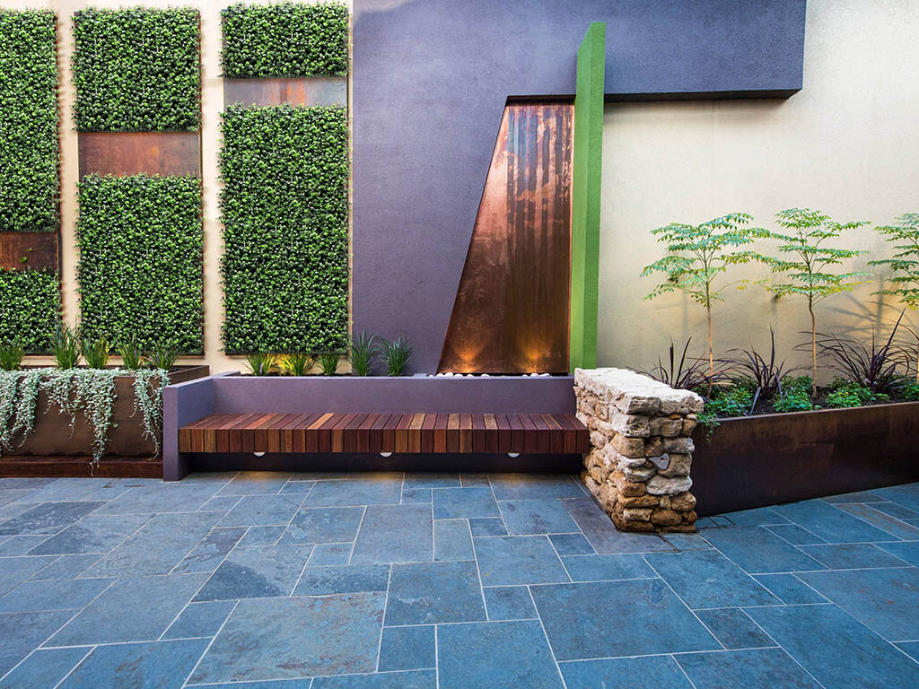 Vibrant artificial green walls