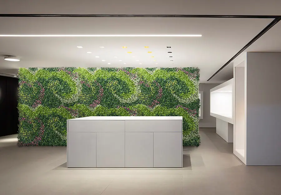 Impress Guests with an Artificial Greenery Wall in the Lobby 3 artificial green wall in office lobby