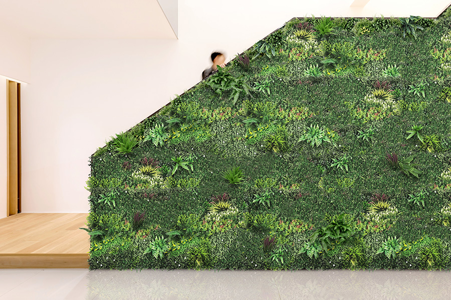 Artificial Plant Wall for Stairway