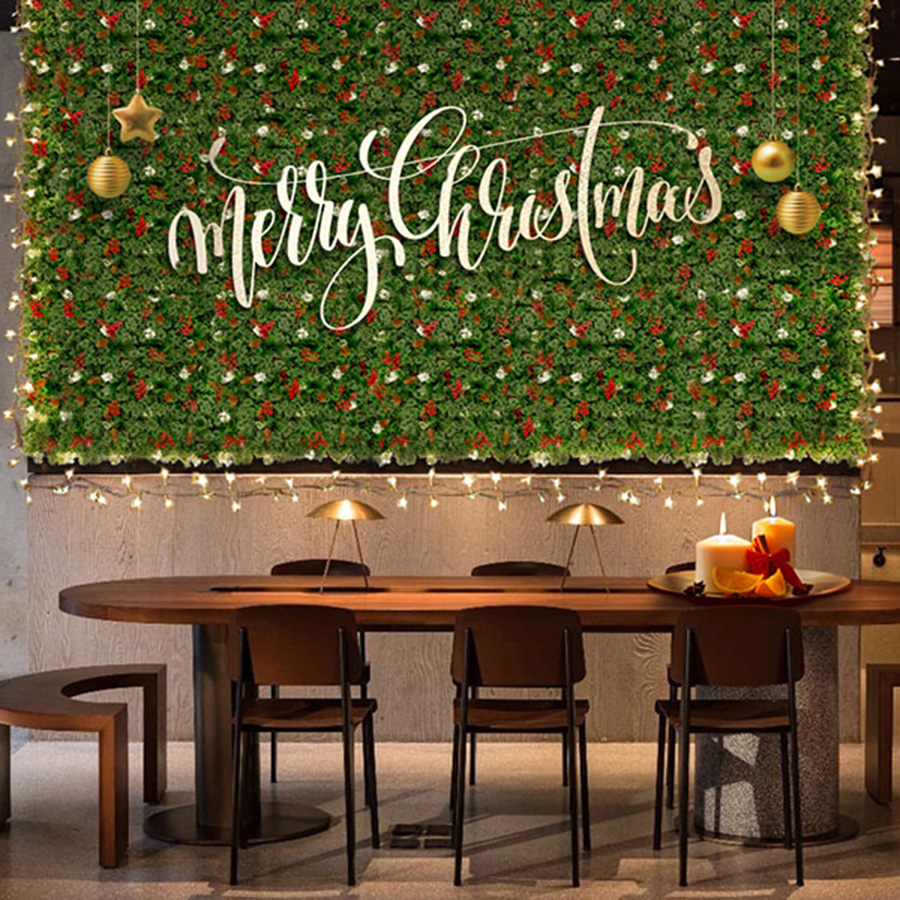 faux vertical garden for Christmas