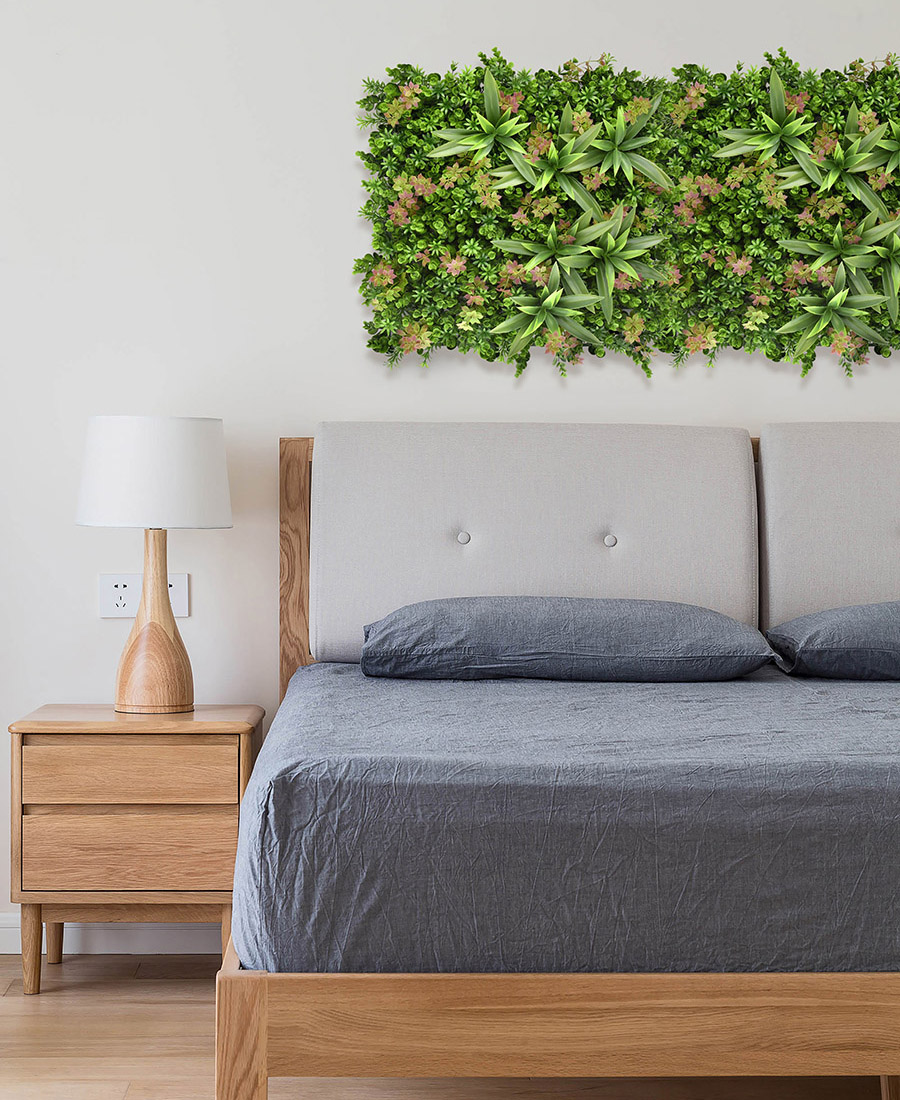7. artificial plants wall for bedroom