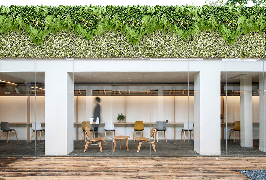 Is it OK to put fake plants outside? 2 artificial green wall