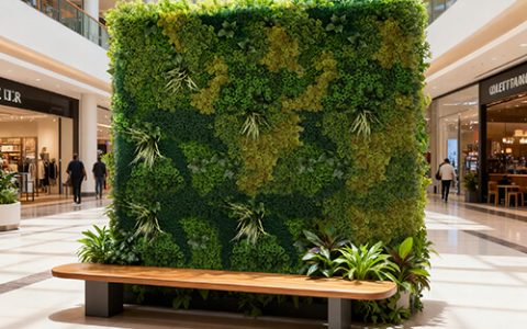 Artificial Plant Wall for Shopping Mall Rest Area