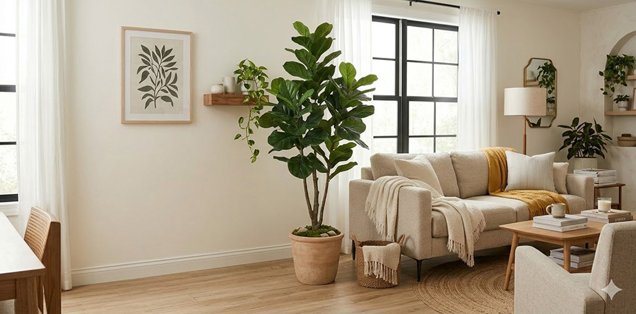 Why Some Artificial Plants Look Fake (And How to Avoid It) 2 artificial trees with well-chosen planters