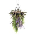Black Framed Hanging Disc with Cascading Purple Foliage