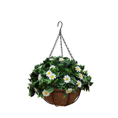 Artificial Hanging Basket with Bougainvillea and Daisy Blooms