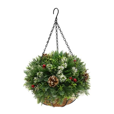 Hanging Artificial Pine Cone Basket