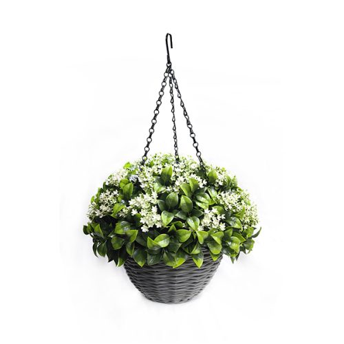 Artificial Hanging Plants Artificial Hanging Basket with Privet Foliage and Lily Accents