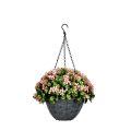 Artificial Hanging Gardenia Basket with Soft Pink Floral Mix