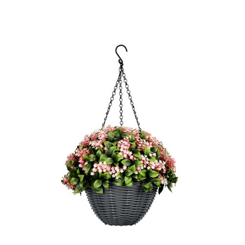 Artificial Hanging Plants Artificial Hanging Gardenia Basket with Soft Pink Floral Mix