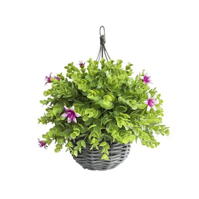 Artificial Hanging Basket with Eucalyptus Leaves and Lily Flowers