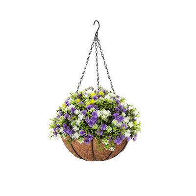 Faux Hanging Flowers Basket for Spring Summer Outdoors Decoration