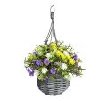 Artificial Hanging Flower Basket with Rosemary and Dandelion