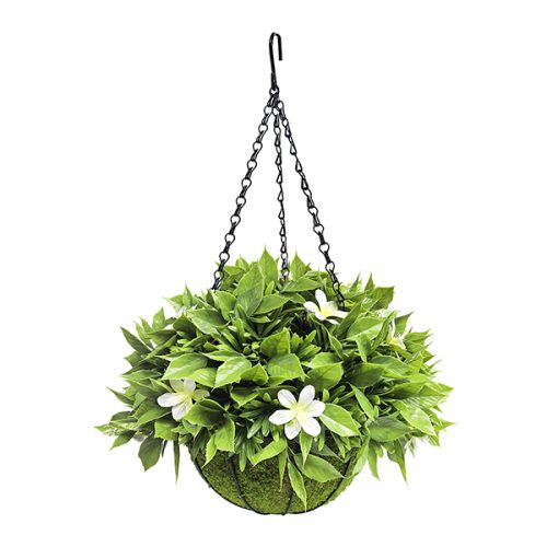  Artificial Hanging Basket with Sakura Leaves and Daylily Flowers