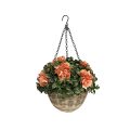 Hanging Artificial Camellia Flower Basket with Vibrant Blooms