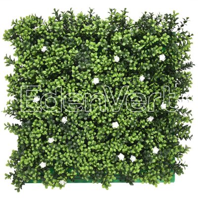 Artificial Boxwood Wall with White Flower