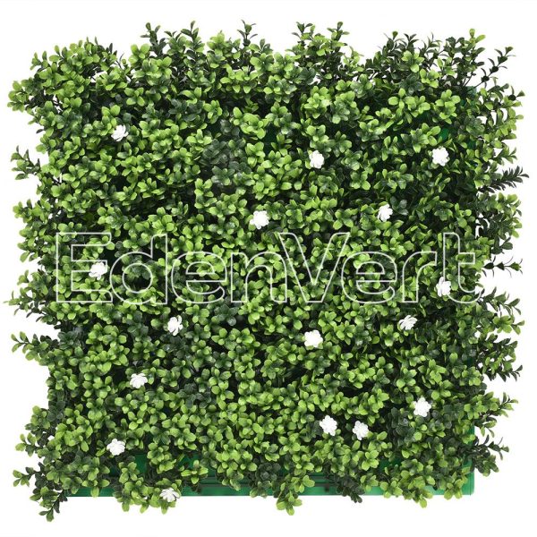 Artificial Boxwood Wall with White Flower